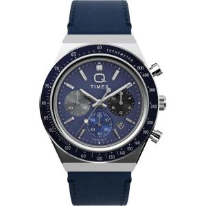 imageTimex Mens Q 40mm Watch  Blue Two Piece Blue Dial SilverTone Case