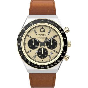imageTimex Mens Q 40mm WatchBrownTwoToneGoldTone