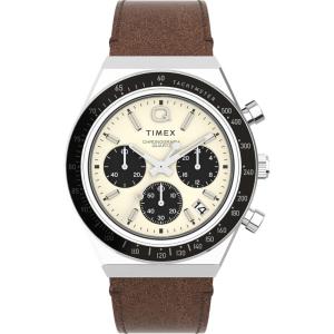 imageTimex Mens Q 40mm WatchBrownWhiteSilver
