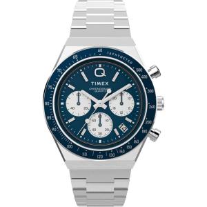 imageTimex Mens Q 40mm WatchSilverToneBlue