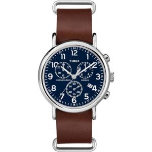 imageTimex Mens Weekender 40mm WatchBrownBlueSilverTone