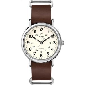 imageTimex Mens Weekender 40mm WatchBrownCreamSilverTone