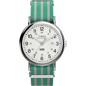 imageTimex Mens Weekender 40mm WatchGreenSilverToneWhite