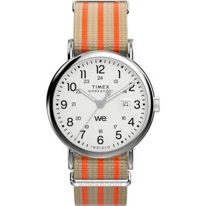 imageTimex Mens Weekender 40mm WatchTanSilverToneWhite