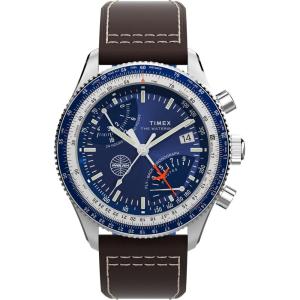 imageTimex Mens X Pan Am Chronograph WatchBrownStainless SteelBlue