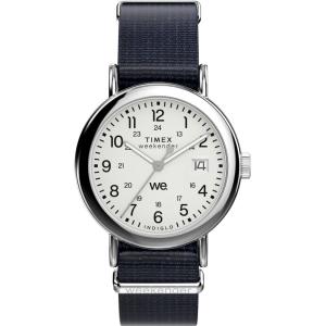 imageTimex Unisex Weekender 38mm WatchBlueSilverToneWhite