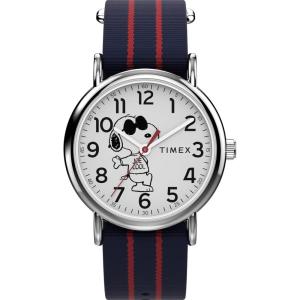 imageTimex Unisex Weekender 38mm WatchBlueSilverToneWhiteSnoopy