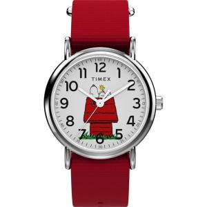 imageTimex Unisex Weekender 38mm WatchRedSilverToneWhite