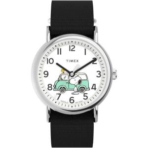 imageTimex Unisex Weekender 38mm WatchRedSilverToneWhiteSnoopy