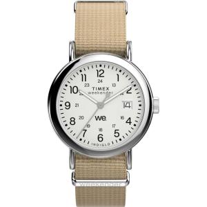 imageTimex Unisex Weekender 38mm WatchTanSilverToneWhite