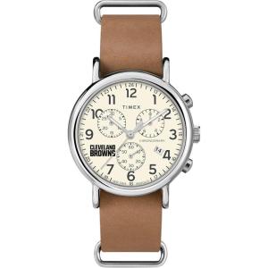 imageMens NFL Weekender Chrono 40mm Quartz Leather StrapCleveland Browns