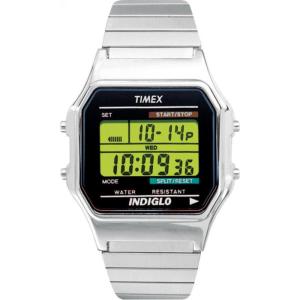 image:imageTimex Mens Classic Digital 34mm WatchStainless SteelDigital GreenSilverTone