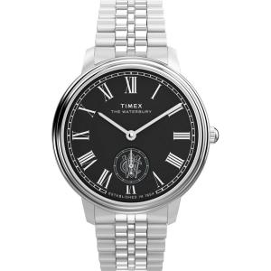 image:imageTimex Mens Waterbury Metropolitan 39mm Watch  Stainless Steel Bracelet Black Dial Stainless Steel Case