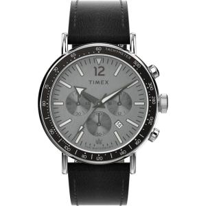 image:imageTimex Mens Waterbury Standard 43mm Watch  Brown Strap Rose GoldTone Dial SilverTone CaseBlackSilverToneSilverTone