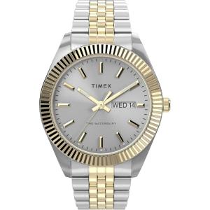 image:imageTimex Mens Waterbury Legacy DayDate 41mm Watch  SilverTone Dial with TwoTone Stainless Steel Case amp Bracelet