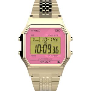 image:imageTimex T80 34mm Watch with Stainless Steel BraceletGoldToneDigitalGoldTone