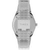 image:imageTimex Q Mens 38mm Watch  SilverTone Case Blue Dial amp Top Ring with Stainless Steel Bracelet