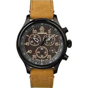 image:imageTimex Expedition Field Chronograph 43mm Mens Analog Watch  INDIGLO Backlight  Durable Comfortable Adjustable Strap  Rugged Outdoor Watch  100M Water ResistanceTanBlack Leather