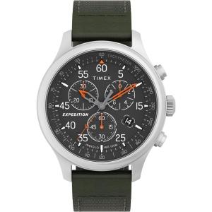 image:imageTimex Expedition Field Chronograph 43mm Mens Analog Watch  INDIGLO Backlight  Durable Comfortable Adjustable Strap  Rugged Outdoor Watch  100M Water ResistanceGreenBlackSilver