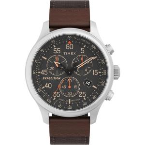 image:imageTimex Expedition Field Chronograph 43mm Mens Analog Watch  INDIGLO Backlight  Durable Comfortable Adjustable Strap  Rugged Outdoor Watch  100M Water ResistanceBrownBlackSilver