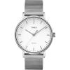 image:imageTimex Fairfield 37mm Watch  SilverTone amp Cream with SilverTone Stainless Steel Mesh Bracelet