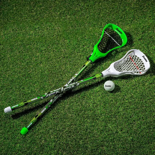 Franklin Sports 32in Youth Practice Lacrosse Stick and Ball for Ages 3  Learn to Play and Teach Fundamentals  Perfect for Beginners  2 Practice Lacrosse Sticks and 1 Practice Lacrosse Ball
