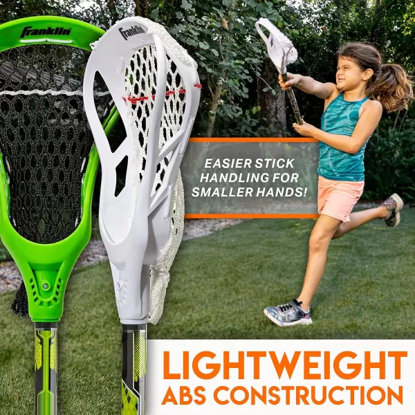 Franklin Sports 32in Youth Practice Lacrosse Stick and Ball for Ages 3  Learn to Play and Teach Fundamentals  Perfect for Beginners  2 Practice Lacrosse Sticks and 1 Practice Lacrosse Ball