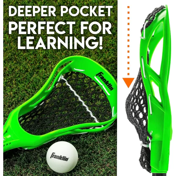 Franklin Sports 32in Youth Practice Lacrosse Stick and Ball for Ages 3  Learn to Play and Teach Fundamentals  Perfect for Beginners  2 Practice Lacrosse Sticks and 1 Practice Lacrosse Ball