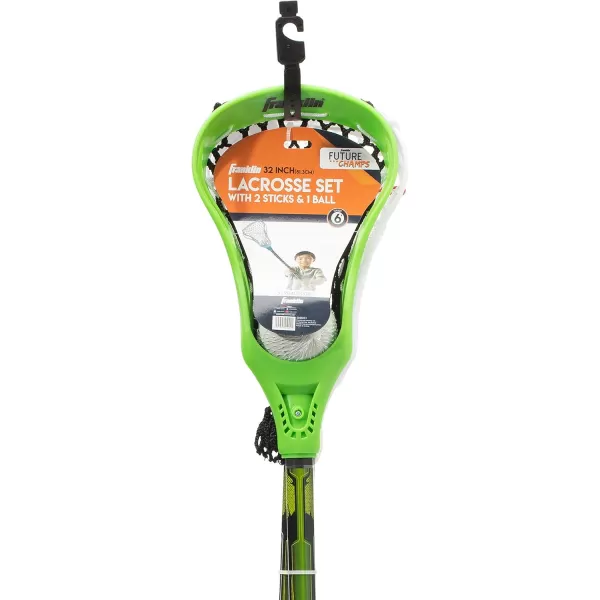 Franklin Sports 32in Youth Practice Lacrosse Stick and Ball for Ages 3  Learn to Play and Teach Fundamentals  Perfect for Beginners  2 Practice Lacrosse Sticks and 1 Practice Lacrosse Ball