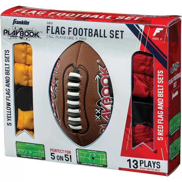 Franklin Sports Flag and Ball Set  Flag Football Belts and Football for Kids  Full Youth Flag Football Set  Includes 2 Flag Sets of 5