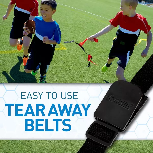 Franklin Sports Flag and Ball Set  Flag Football Belts and Football for Kids  Full Youth Flag Football Set  Includes 2 Flag Sets of 5