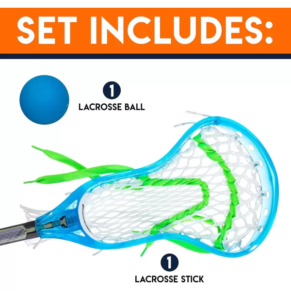 Franklin Sports Kids Mini Lacrosse Stick  Ball Set  Venom Youth Plastic Lacrosse Stick for Beginners  Perfect Set for Kids  ToddlersBlue