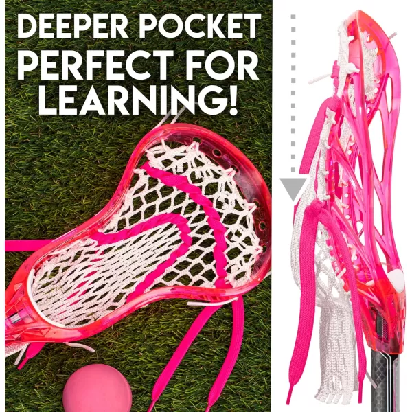 Franklin Sports Kids Mini Lacrosse Stick  Ball Set  Venom Youth Plastic Lacrosse Stick for Beginners  Perfect Set for Kids  ToddlersPink