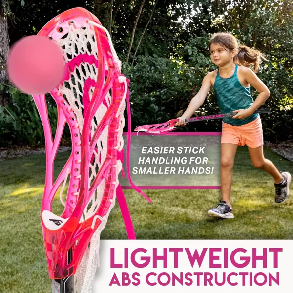 Franklin Sports Kids Mini Lacrosse Stick  Ball Set  Venom Youth Plastic Lacrosse Stick for Beginners  Perfect Set for Kids  ToddlersPink