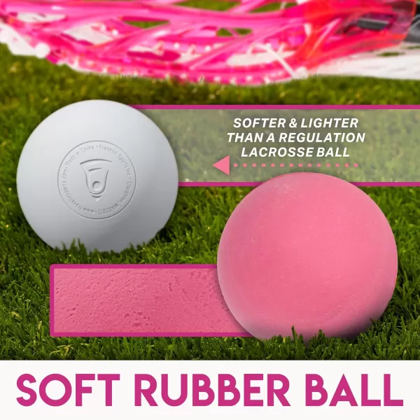 Franklin Sports Kids Mini Lacrosse Stick  Ball Set  Venom Youth Plastic Lacrosse Stick for Beginners  Perfect Set for Kids  ToddlersPink
