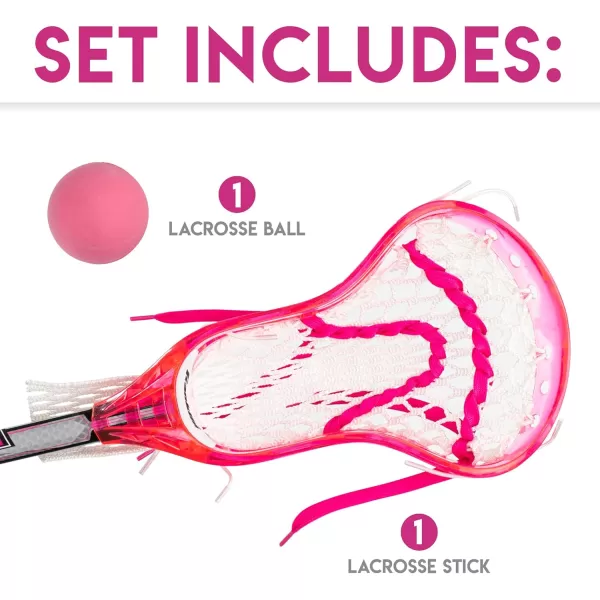 Franklin Sports Kids Mini Lacrosse Stick  Ball Set  Venom Youth Plastic Lacrosse Stick for Beginners  Perfect Set for Kids  ToddlersPink