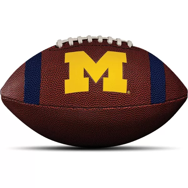Franklin Sports Kids NCAA Youth Football  Official College Team Football with Team Logos  Junior Size FootballMichigan Wolverines