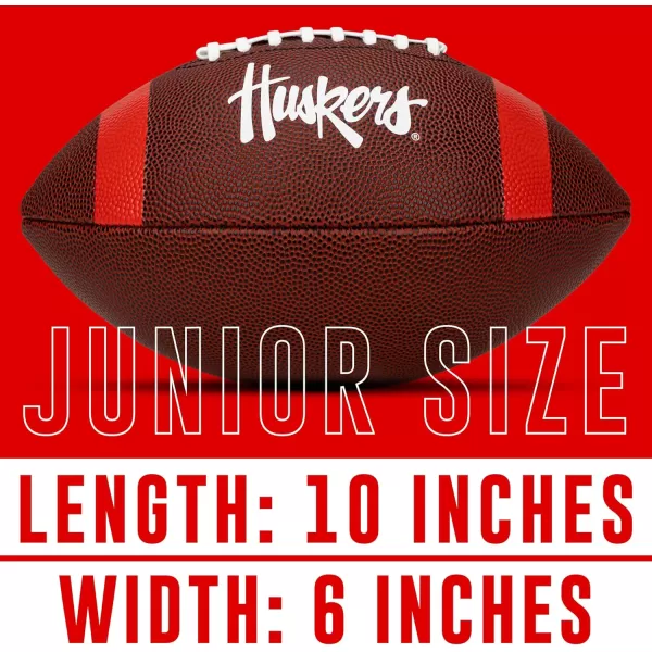 Franklin Sports Kids NCAA Youth Football  Official College Team Football with Team Logos  Junior Size FootballNebraska Huskers