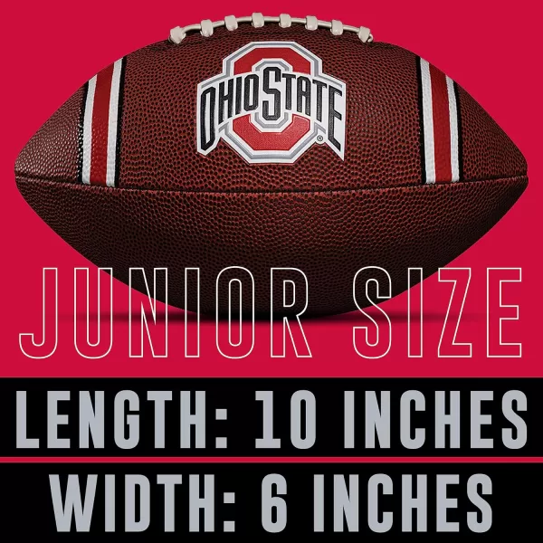 Franklin Sports Kids NCAA Youth Football  Official College Team Football with Team Logos  Junior Size FootballOhio State Buckeyes
