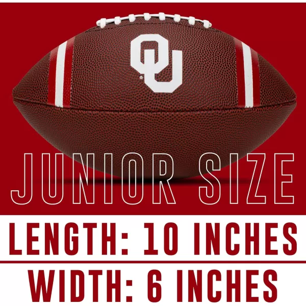 Franklin Sports Kids NCAA Youth Football  Official College Team Football with Team Logos  Junior Size FootballOklahoma Sooners