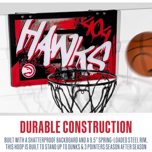 Franklin Sports NBA Team Over the Door Basketball Hoops  Kids Indoor Mini Basketball Hoop  Ball Set  NBA Fan Mini HoopsAtlanta Hawks