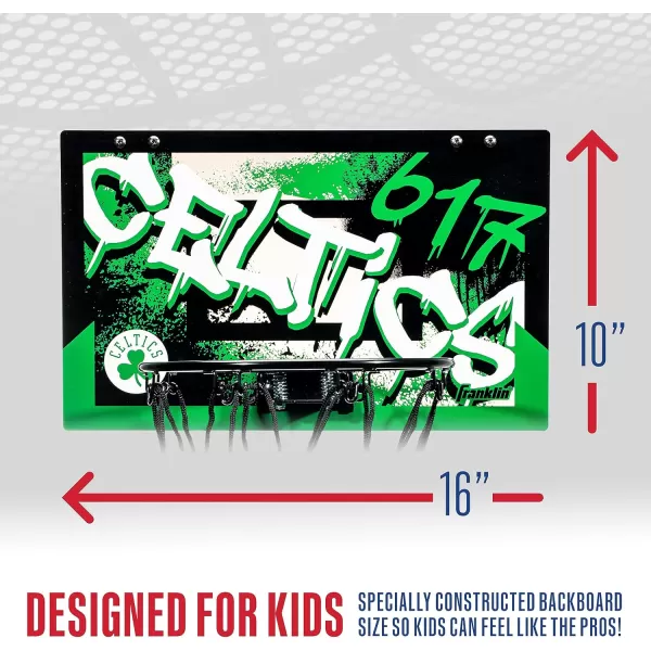 Franklin Sports NBA Team Over the Door Basketball Hoops  Kids Indoor Mini Basketball Hoop  Ball Set  NBA Fan Mini HoopsBoston Celtics