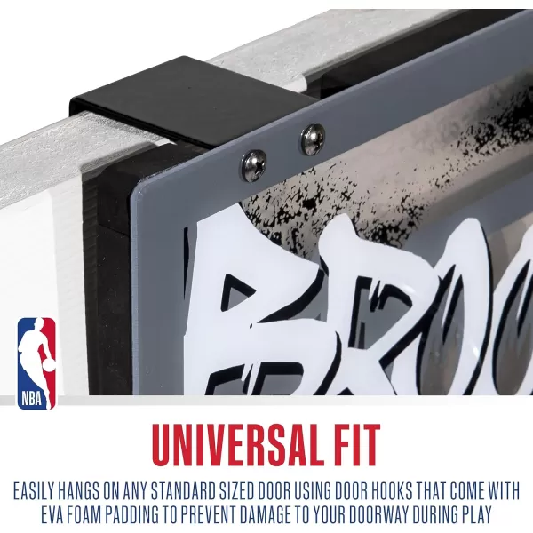 Franklin Sports NBA Team Over the Door Basketball Hoops  Kids Indoor Mini Basketball Hoop  Ball Set  NBA Fan Mini HoopsBrooklyn Nets
