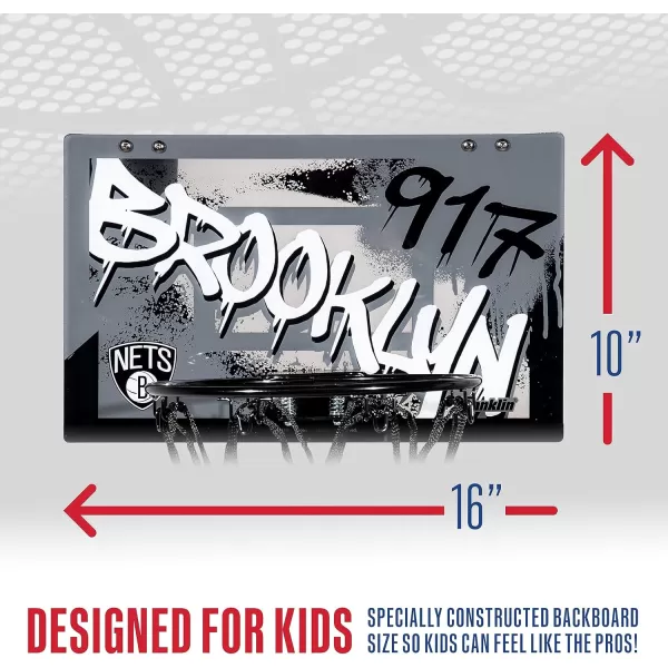 Franklin Sports NBA Team Over the Door Basketball Hoops  Kids Indoor Mini Basketball Hoop  Ball Set  NBA Fan Mini HoopsBrooklyn Nets