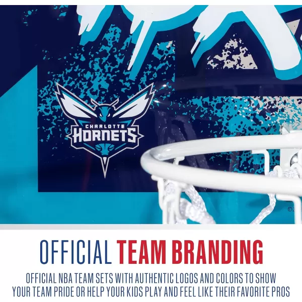 Franklin Sports NBA Team Over the Door Basketball Hoops  Kids Indoor Mini Basketball Hoop  Ball Set  NBA Fan Mini HoopsCharlotte Hornets