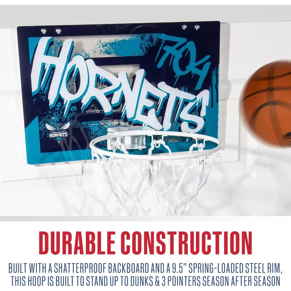 Franklin Sports NBA Team Over the Door Basketball Hoops  Kids Indoor Mini Basketball Hoop  Ball Set  NBA Fan Mini HoopsCharlotte Hornets