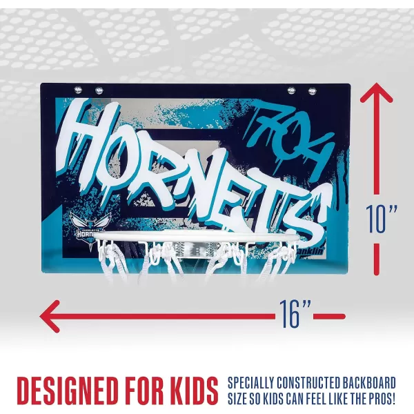 Franklin Sports NBA Team Over the Door Basketball Hoops  Kids Indoor Mini Basketball Hoop  Ball Set  NBA Fan Mini HoopsCharlotte Hornets