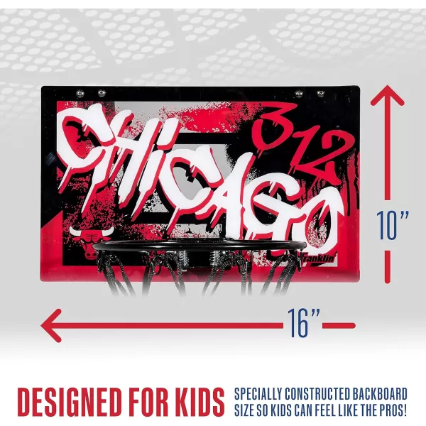 Franklin Sports NBA Team Over the Door Basketball Hoops  Kids Indoor Mini Basketball Hoop  Ball Set  NBA Fan Mini HoopsChicago Bulls