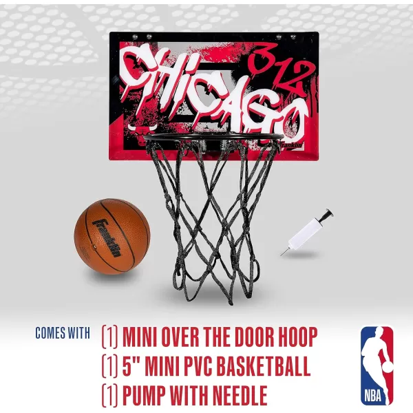 Franklin Sports NBA Team Over the Door Basketball Hoops  Kids Indoor Mini Basketball Hoop  Ball Set  NBA Fan Mini HoopsChicago Bulls