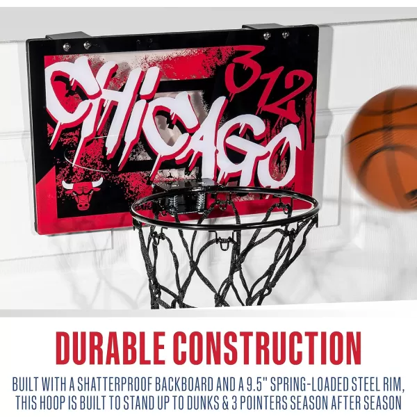 Franklin Sports NBA Team Over the Door Basketball Hoops  Kids Indoor Mini Basketball Hoop  Ball Set  NBA Fan Mini HoopsChicago Bulls